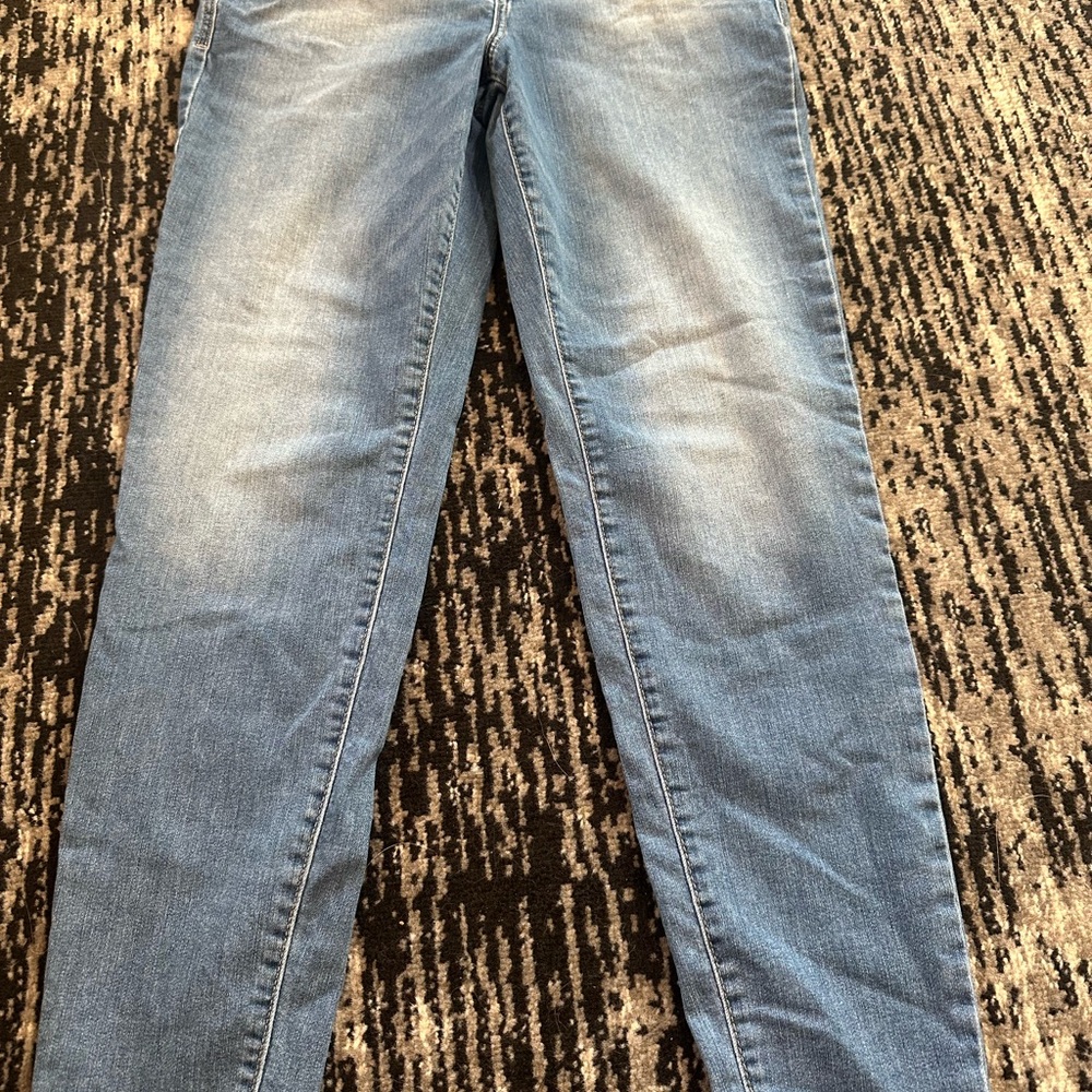 Maurices Blue Skinny Jeans with Whiskering Details